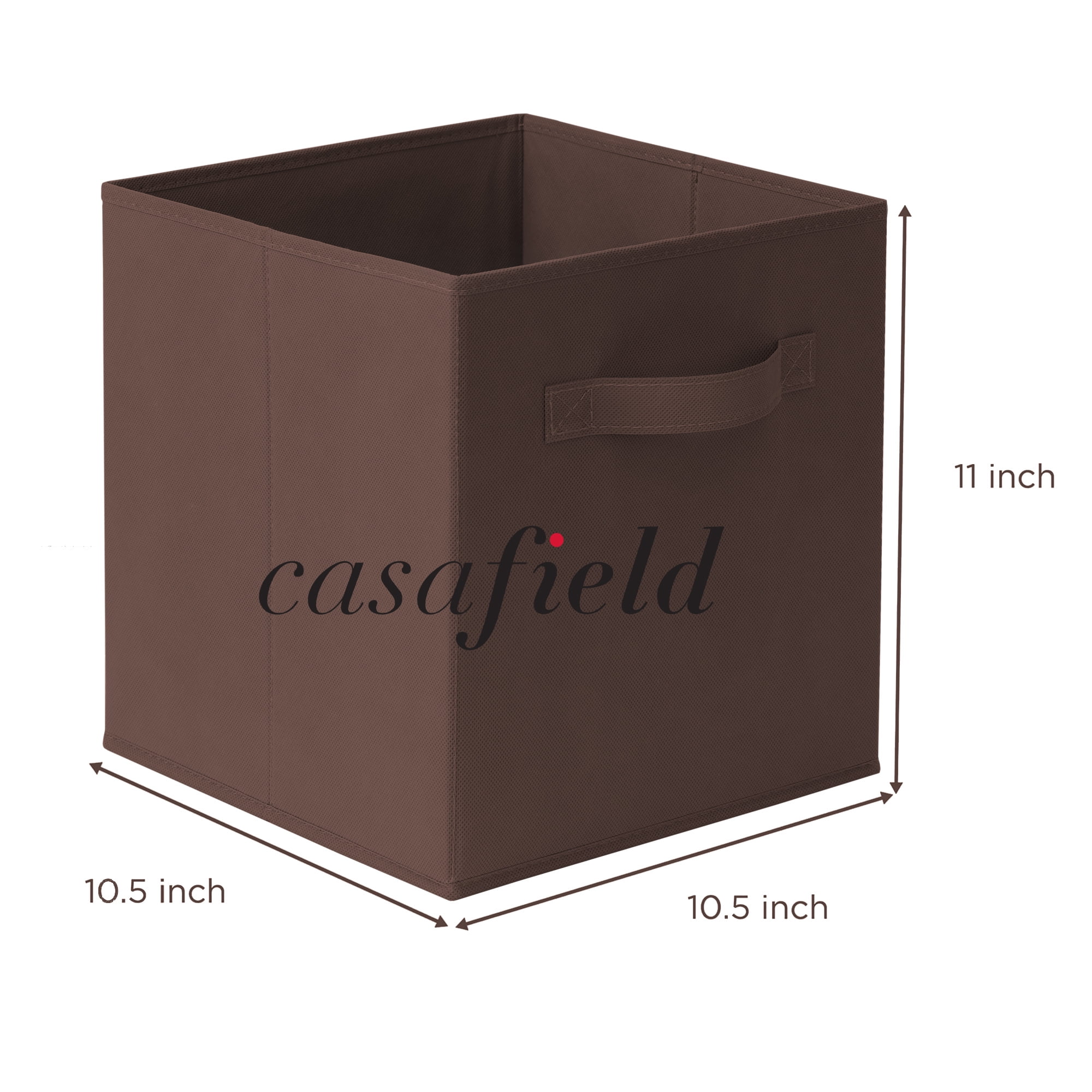 Casafield Set of 12 Fabric Storage Cube Bins, Brown - 11" Collapsible Foldable Cloth Baskets for Shelves and Cubby Organizers