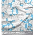 thumbnail image 1 of Soimoi Blue Silk Fabric Black Sketch Modern Style Print Fabric by Yard 42 Inch Wide, 1 of 1