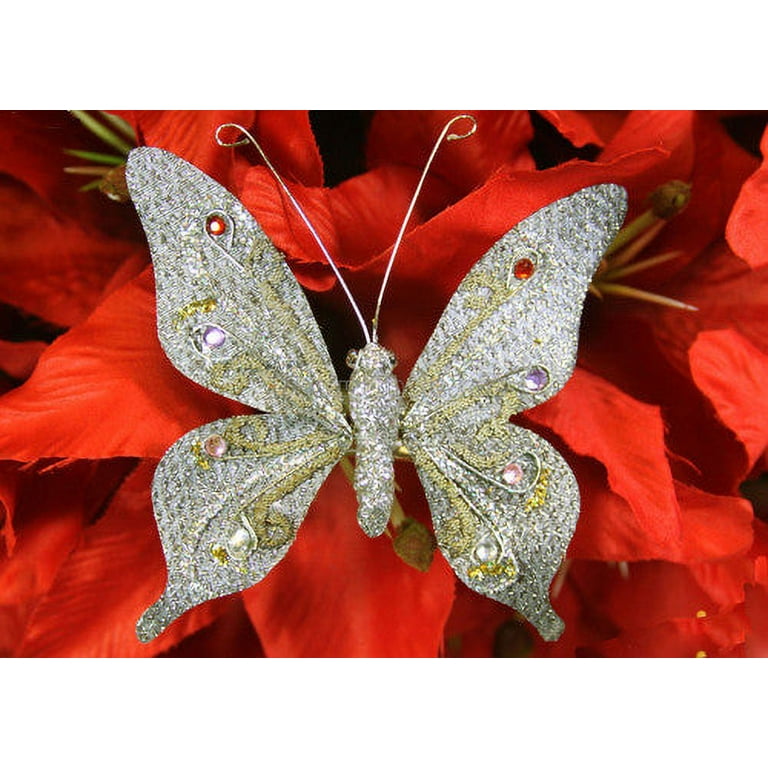 4.5 Handmade Artificial Butterflies Decoration with Clip Sliver (12 pieces)