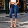 thumbnail image 4 of Denim Capris for Women with Pockets High Waisted Trendy Slim Stretch Solid Color Jean Capri Pants, 4 of 6
