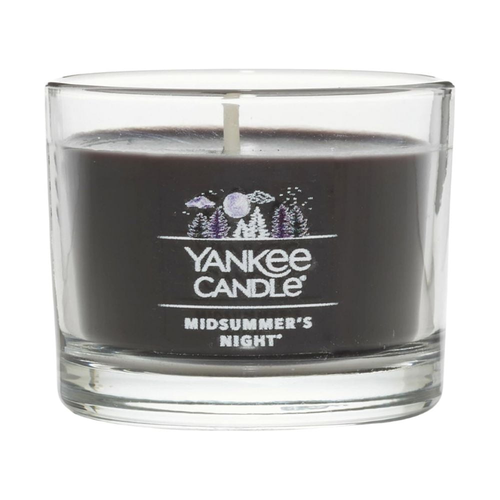 Yankee Candle Signature Votive Mini Candle Jar, Midsummer's Night Scent, Natural Soy Wax Blend Candle with Natural Fiber Wick, 1.3 OZ Glass Jar (Pack of 4)