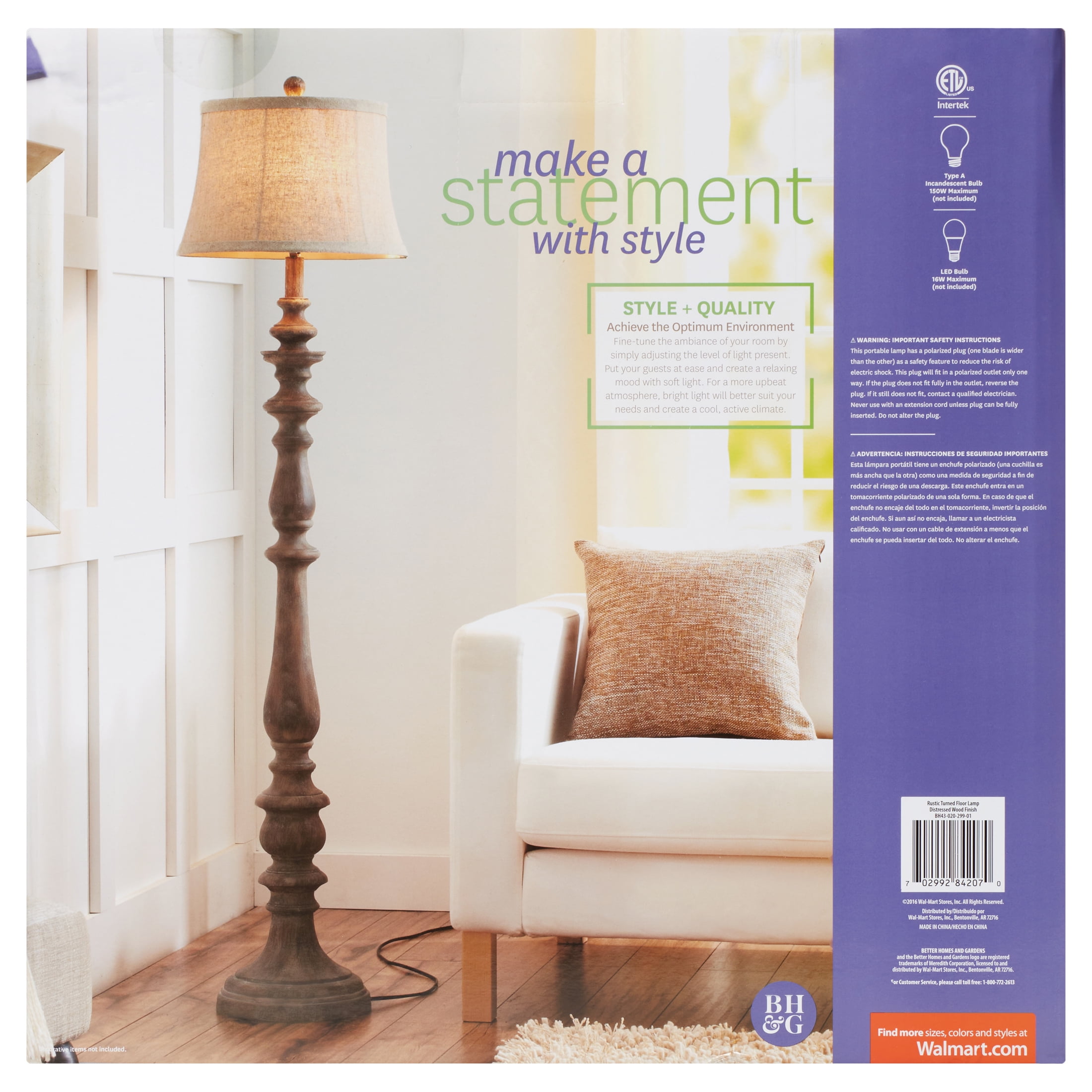 Better homes & gardens rustic distressed wood floor lamp deals
