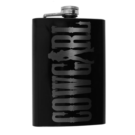 8oz Black Cowgirl Flask L1