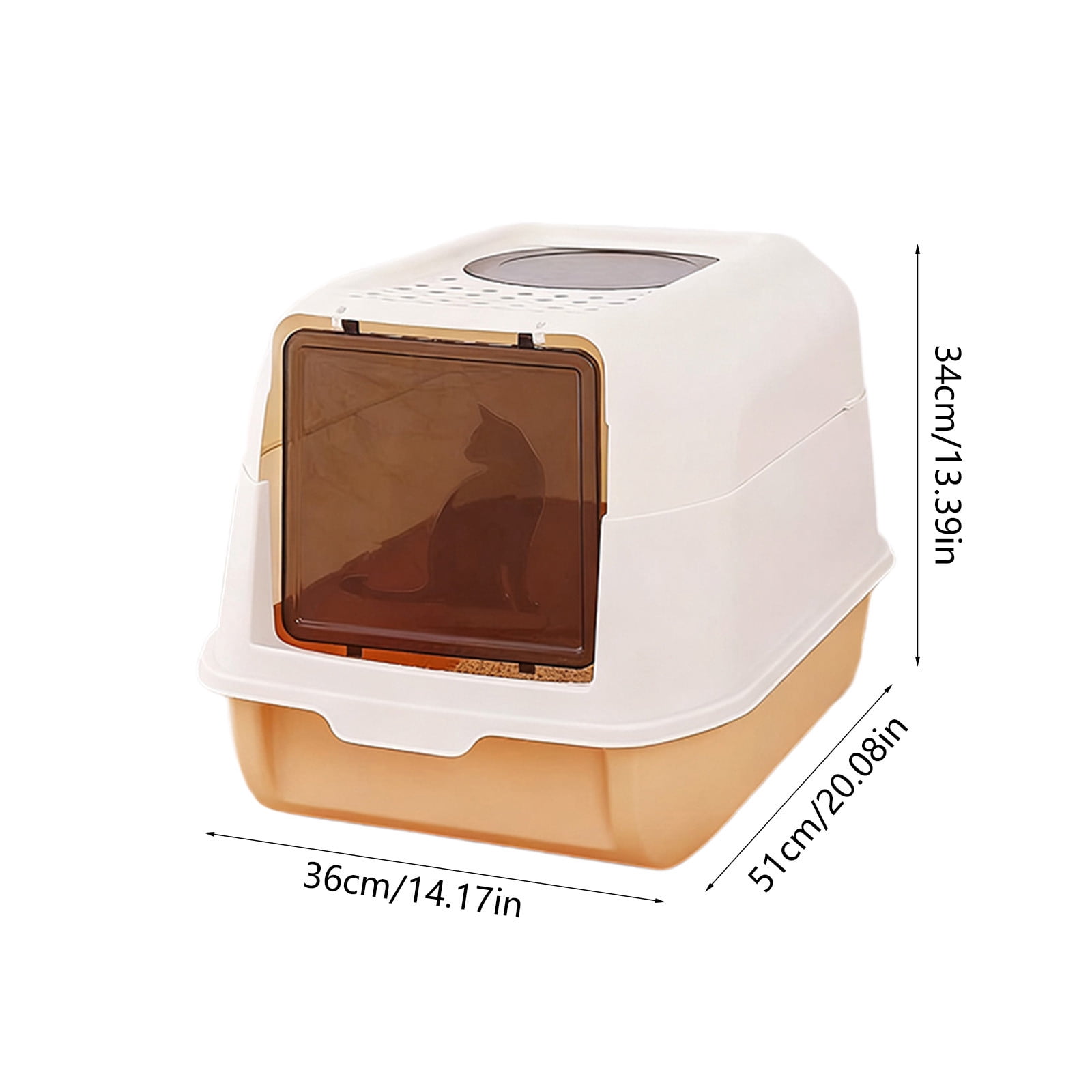 Tarmeek Large Enclosed Cat Litter Box with Scoop, Odor Control & Splash Guard Design for Indoor Cats, Easy Clean Cat Toilet in Orange