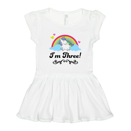 

Inktastic 3 Year Old Birthday for Girls Rainbow Unicorn Gift Toddler Girl Dress