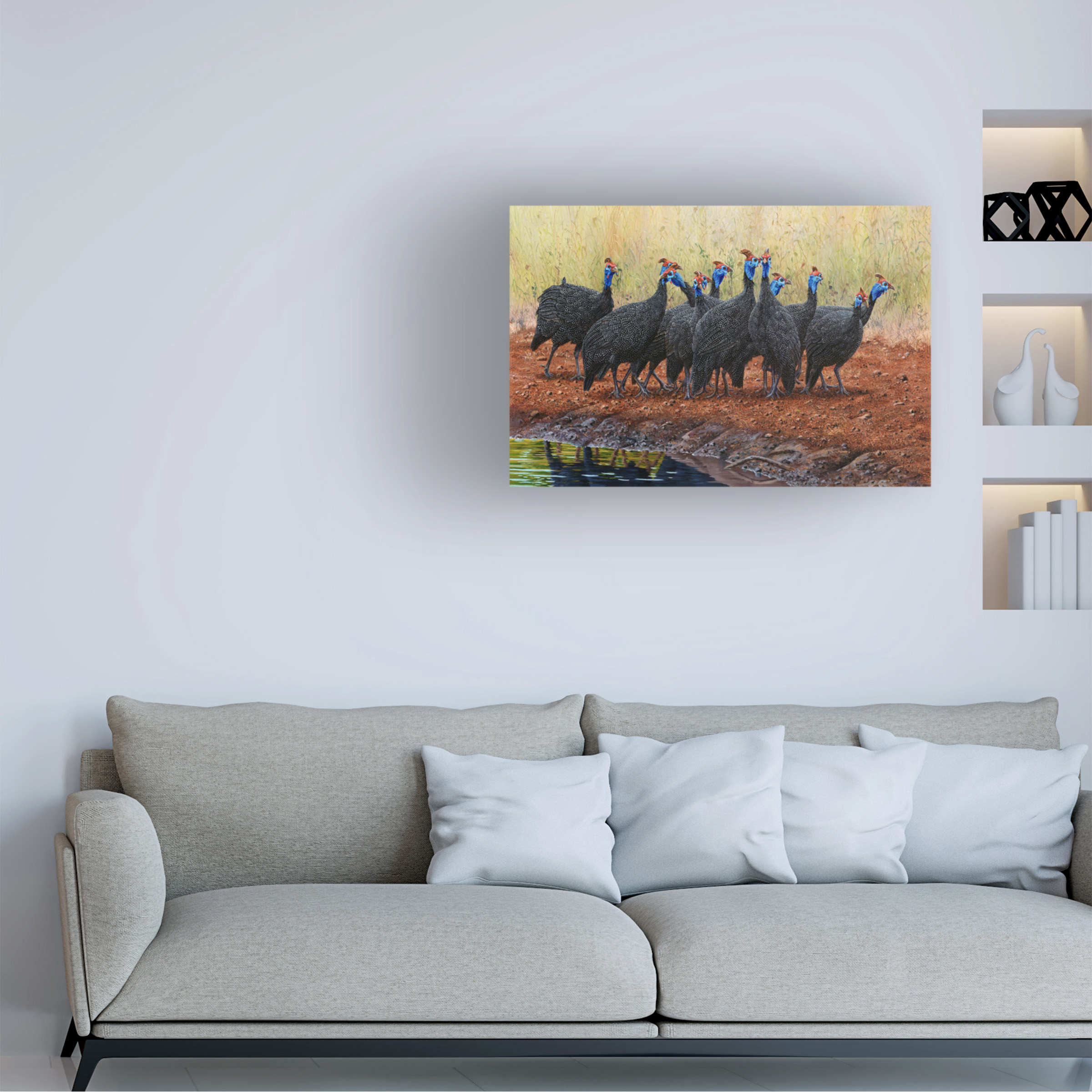 Canvas Wall Art - Delene Lambert 'Guinea Fowl Jive Talking' Wall Art for Living Room, Bedroom, or Office DÃ©cor by Trademark Fine Art - 24 x 16 Inches