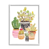 Stupell Patterned Pots Cactus Garden Botanical & Floral Painting White Framed Art Print Wall Art