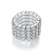 Stretch Ring with 4 Rows of Sparkling Crystal Rhinestones
