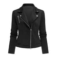 thumbnail image 4 of BXJX Womens Zip up Jackets, Fashion Lapel Collar Long Sleeve Zipper Pockets Lightweight Outerwear Black Size L, 4 of 9