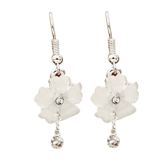 iaksohdu Hook Earrings Elegant Piercing Women Flower Petals Rhinestone Ear Dangle for Wedding