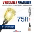 thumbnail image 6 of LifeSupplyUSA 75FT Black Extension Cord 10/3 Gauge, Heavy Duty 3 Prong Power Cord, Waterproof, Flexible, SJTW, 15A 125V 1875W - For Indoor/Outdoor, 6 of 10