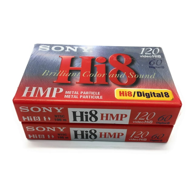 Cinta de vídeo Sony Hi, 8 mm, HMP, partículas metálicas, 120 minutos, paquete de 2