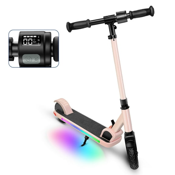 SANOPY Electric Scooter for Kids age 8 ,150W Motor,Max 7 Mile & Top 10Mph,3 Speeds and Height Adjustable,LED Visible Display,Ideal Gifts for Kids,Pink