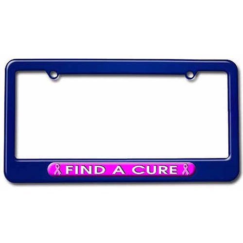 Find A Cure, Breast Cancer Pink Ribbon License Plate Tag Frame