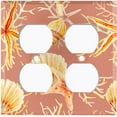 thumbnail image 2 of Metal Light Switch Wall Plate Outlet Cover (Ocean Sea Star Fish Shell Coral Clam Peach - Double Duplex), 2 of 2