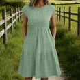 thumbnail image 2 of Summer Dresses for Women Casual V Neck Sleeveless A Line Midi Dress Solid Color Flowy Vacation Sundress S-2XL, 2 of 8