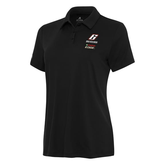 Women's Antigua Black Brad Keselowski Reprocess Polo