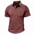 thumbnail image 4 of Qwertyu Mens Casual Polo Shirts Classic Short Sleeve Basic Golf Button Shirt with Pocket Wine L, 4 of 6