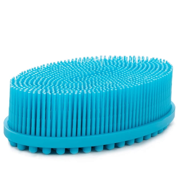 Cepillo corporal para cepillado húmedo y seco, cepillo de baño de silicona para una exfoliación suave en una piel más suave y brillante, masaje suave con baño y cepillo corporal para mejorar la