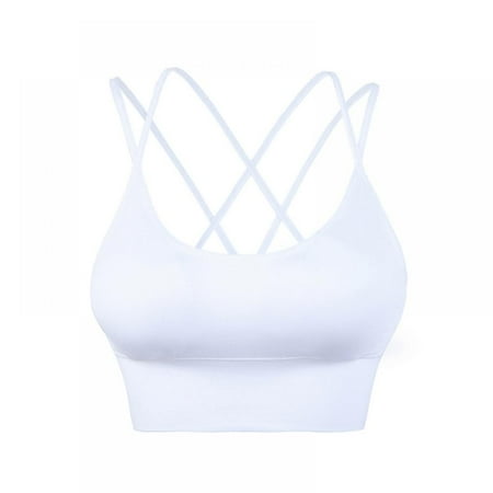 

Cross Back Sport Bras Padded Strappy Criss Cross Cropped Bras for Yoga Workout Fitness Low Impact