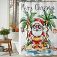 thumbnail image 3 of Santa Claus Ocean Beach Shower Curtain for Bathroom, Coconut Tree Shell Starfish Waterproof Shower Curtains Washable Quick Dry with Hooks Bathtub Curtains 72x72IN, 3 of 9