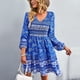 thumbnail image 3 of Vestido con estampado floral con cuello en V,Vestido largo con estampado floral abullonado y cuello en V Vestido con mangas abullonadas Eficiencia maximizada, 3 of 6