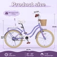 thumbnail image 5 of Dolonm 20" Kids Bike for Ages 7-10, Lightweight High-Carbon Steel Frame Cruiser Bike, Girls Bicycle with Wicker Basket & Rear Seat, No Training Wheels, Purple, 5 of 8