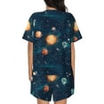 thumbnail image 6 of Uemuo Solar System And Planets Pattern Women's Short-Sleeved Pajama, Button-Front Loungewear, 2-Piece Summer Sleepwear, Elastic Drawstring Shorts-Large, 6 of 7