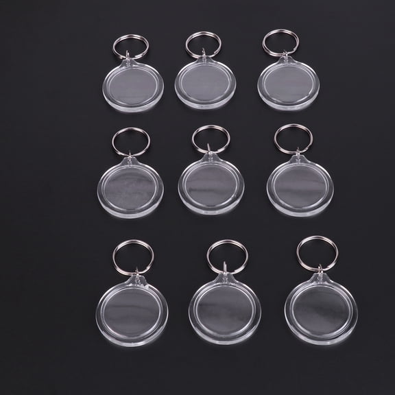 FRCOLOR 24Pcs White Blank Insert Photo Frame Keychain Clear Acrylic Split Ring for Keys