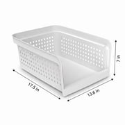 Mainstays Open-Front Stackable Closet Storage Organizer Bin with Breathable Holes, White Plastic