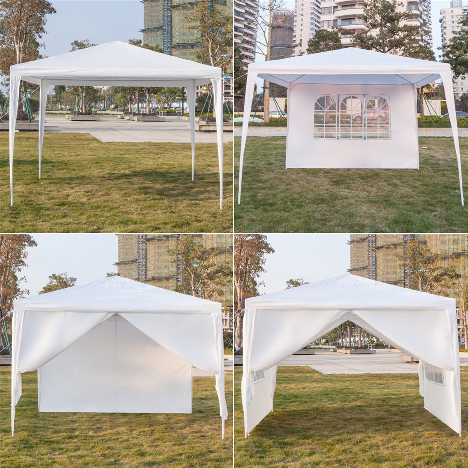 Kepooman 3 x 3m Portable Home Use Waterproof Canopy, Outdoor Sun Shelter with Two Doors & Spiral Tubes for Party/ Exhibition/ Picnic, White, Four Sides Kepooman 3 x 3m Portable Home Use Waterproof Canopy, Outdoor Sun Shelter with Two Doors & Spiral Tubes for Party/ Exhibition/ Picnic, White, Four Sides