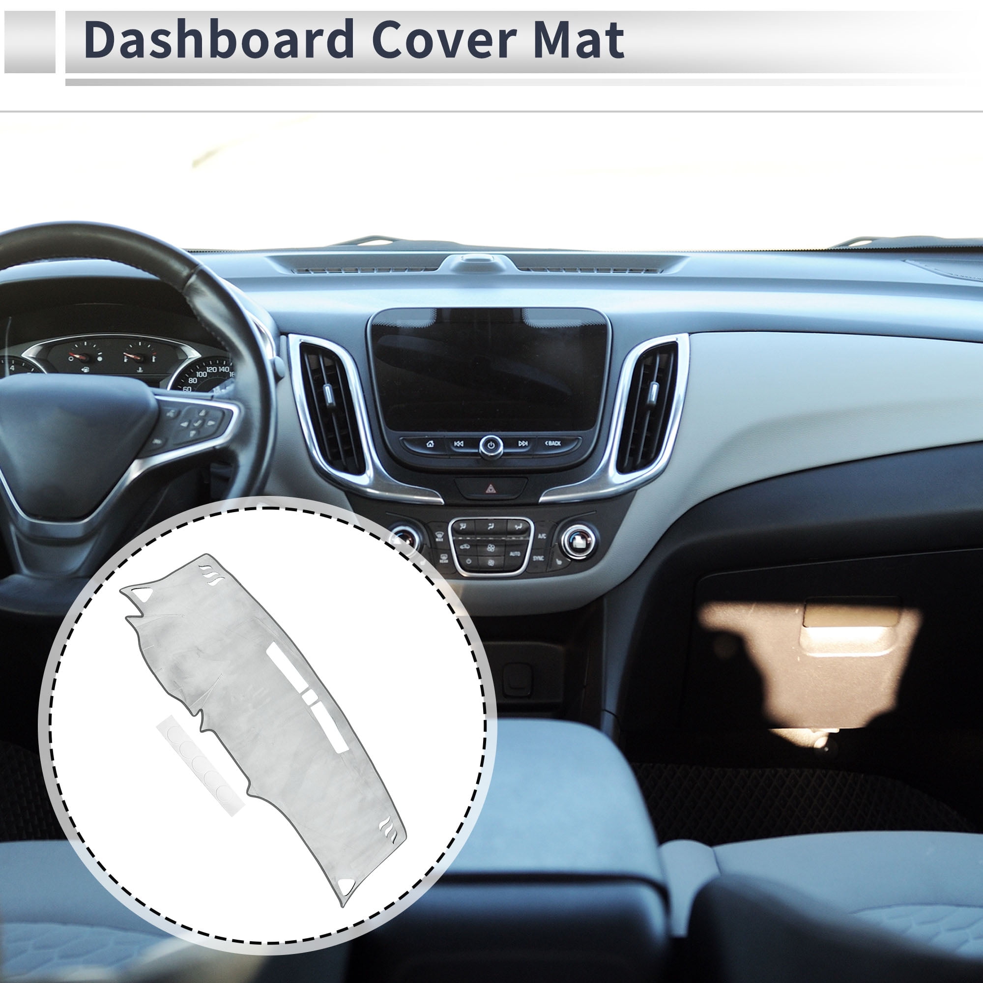Dashboard Cover Anti-Slip/Anti Dust Dash Cover Mat Carpet for Chevrolet Equinox SUV 2018-2020 Flannel Gray