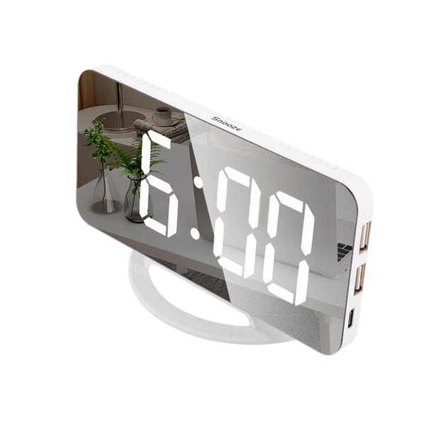 Reloj De Espejo Led Mini Reloj Despertador Digital Reloj De Mesa Con Función De Repetición MABOTO fuente blanca
