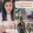 thumbnail image 5 of Christian Art Gifts Large Stainless Steel Double Wall Vacuum Insulated Peacock Teal Travel Mug Tumbler for Women: Blessed Faith Inspired, BPA Free Non-toxic Multicolor Floral, Retractable Lid, 18 oz., 5 of 7