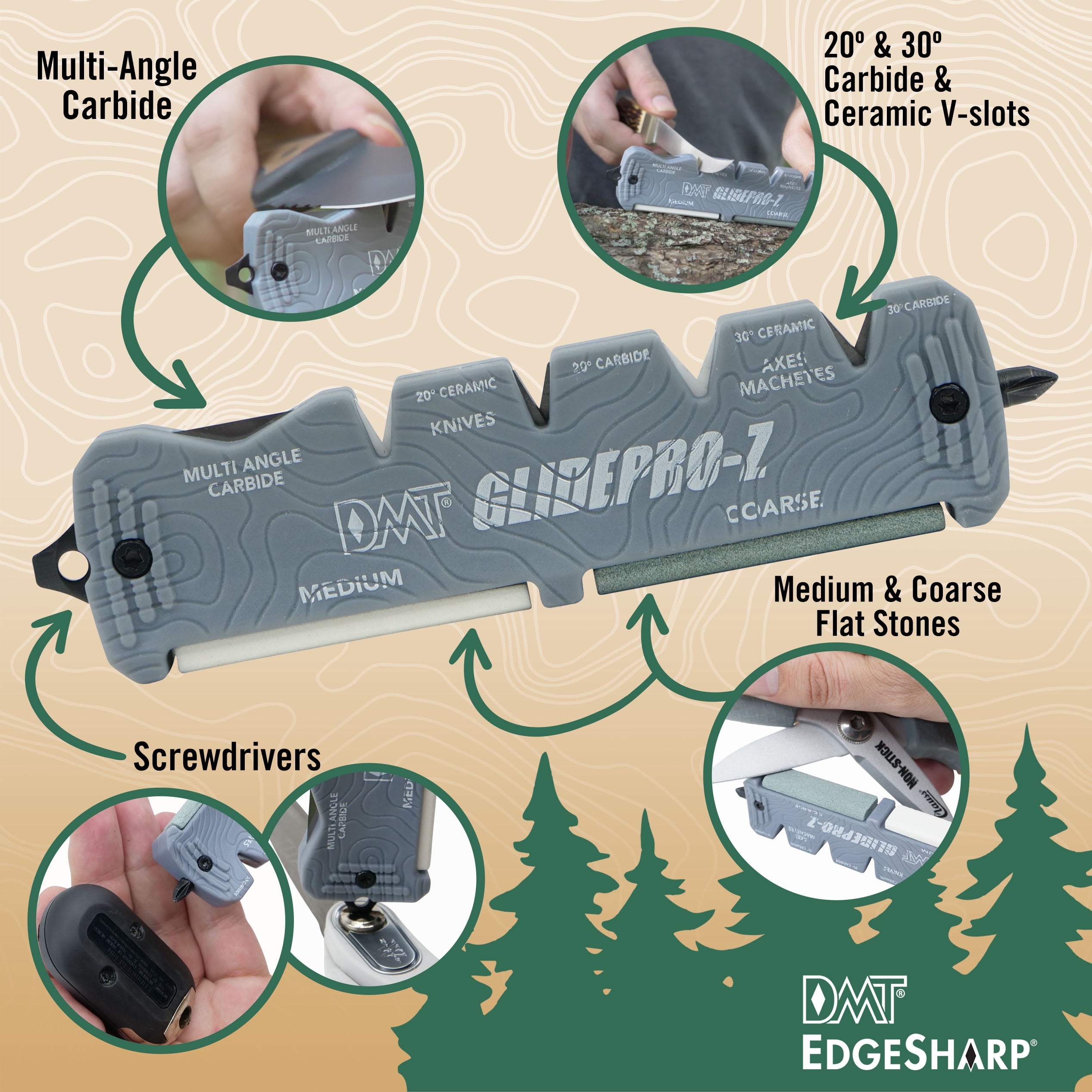 DMT GLIDE-Pro Z Multi-Angle Knife Sharpener With Tungsten Steel and Ceramic
