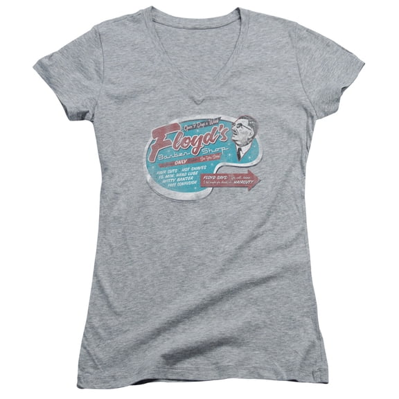 Mayberry Floyds Barber Shop Junior Women's V-Neck T-Shirt Athletic Heather
