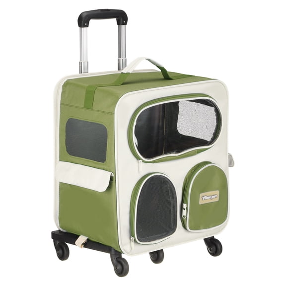 Uxcell Pets Portable Travel Backpack Carrier with Handle and Four Wheels, Green
