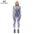 thumbnail image 4 of Disfraz de Halloween de VIP FASHION, monos estampados de esqueleto para mujer, monos de cosplay coloridos con degradado, traje de gato Zentai, 4 of 5