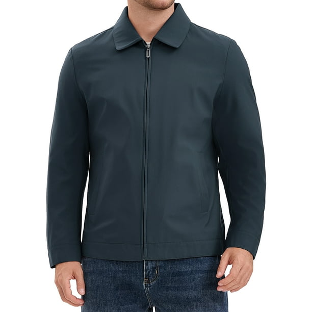 CHAQUETA CASUAL DE LARGO MANGA CON SOLAPA Y CREMALLERA COMPLETA PARA HOMBRE XL AZUL OSCURO