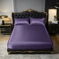 thumbnail image 6 of Tarmeek King Size Fitted Sheet Only - 79.9"x78.0" Summer Ice Silk Fiber Full Coverage Mattress Protector, Soft & Breathable Anti-Slip Bed Sheet, Deep Pocket 15-18 Inch, Purple, 6 of 6
