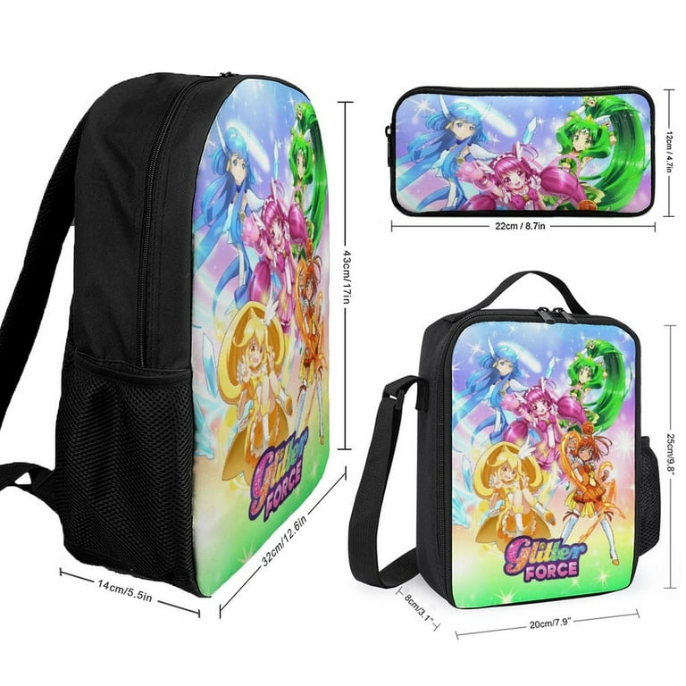 Glitter Force 3Pcs Anime Backpack 3d Printing Cute Cartoon Backpack Leisure Outing Hiking Bag Travel Bag Computer Bag With Pendant Walmart