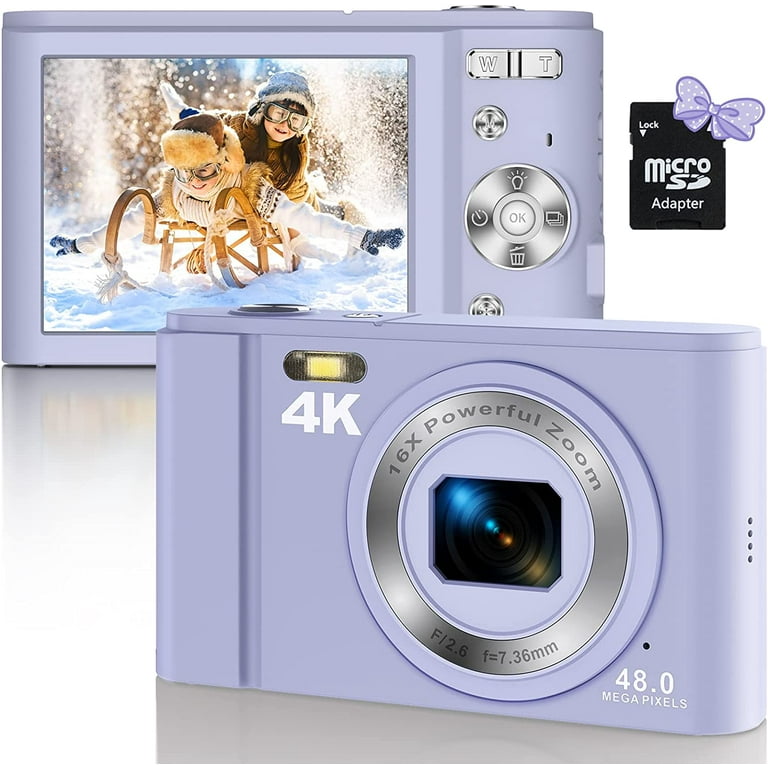 Digital Camera 2.7K Ultra HD Mini Camera 44MP 2.8 Inch LCD Screen  Rechargeable Students, Compact Pocket Camera with 16X Digital Zoom   Vlogging