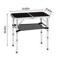 thumbnail image 5 of Hassch Black Foldable Camping Table with Storage Net Shelf, 3-Height Adjustable Aluminum Outdoor Side Table, 2ft Compact Picnic Table for Travel, Fishing, BBQ or Backyard, 5 of 10