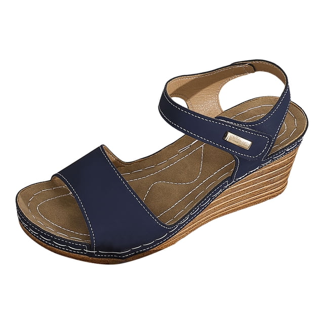 DAFEI Sandales Femmes Habillées à Plateforme Compensée Sandales Légères d'Été à Bride Sandales Décontractées de Vacances Augmenter la Hauteur Chaussures Rétro de Villégiature