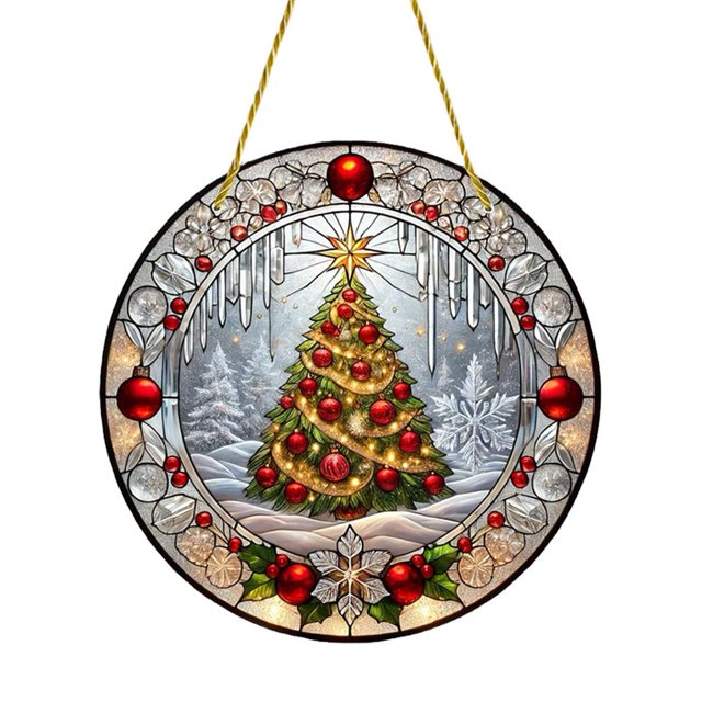 EZLIFE ¿Colgante de urraca roja de acrílico con forma de rama de árbol de Navidad verde? U0T2