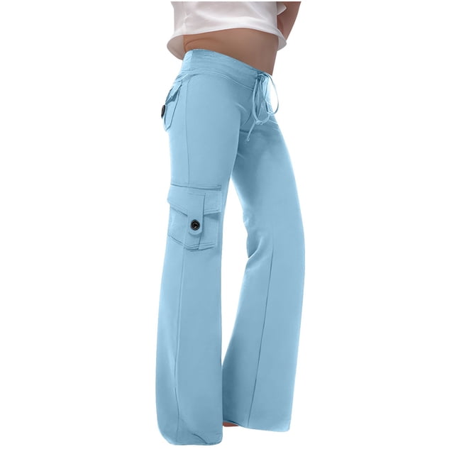 Casual Pants for Girls Solid Color Button Up Pocket Standard Thickness 95% Polyester 5% Spandex