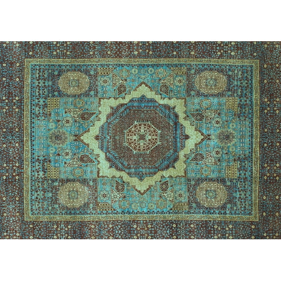 Ahgly Company Indoor Rectangle Oriental Light Blue Modern Area Rugs, 8' x 12'