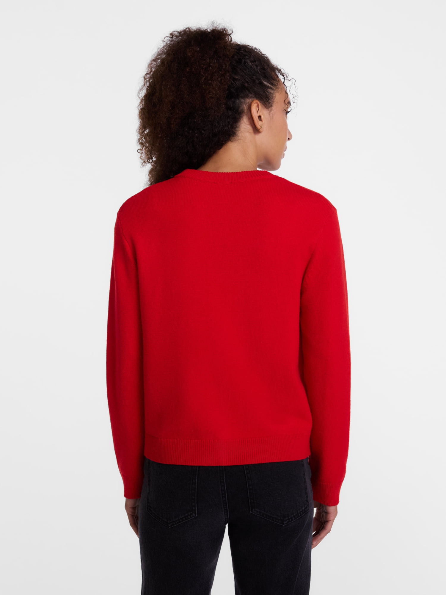 Scenario Women's Crewneck Cardigan with Patch Pockets, Lightweight, Sizes XS-XXXL