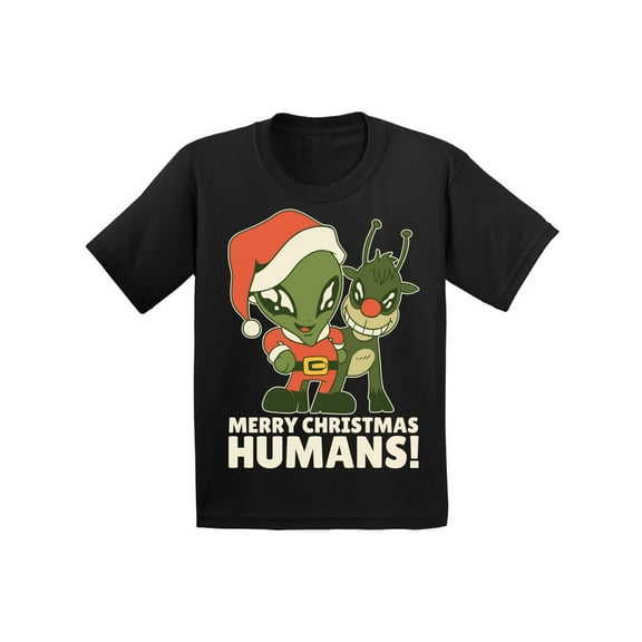 Merry Christmas Humans Shirt for Kids Xmas T-Shirt for Boys Girls Children Santa Toddler Tee Holiday Outfit