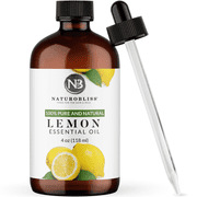NaturoBliss Pure Lemon Essential Oil Therapeutic Grade (4 fl. oz) with Glass Dropper, Perfect for Aromatherapy